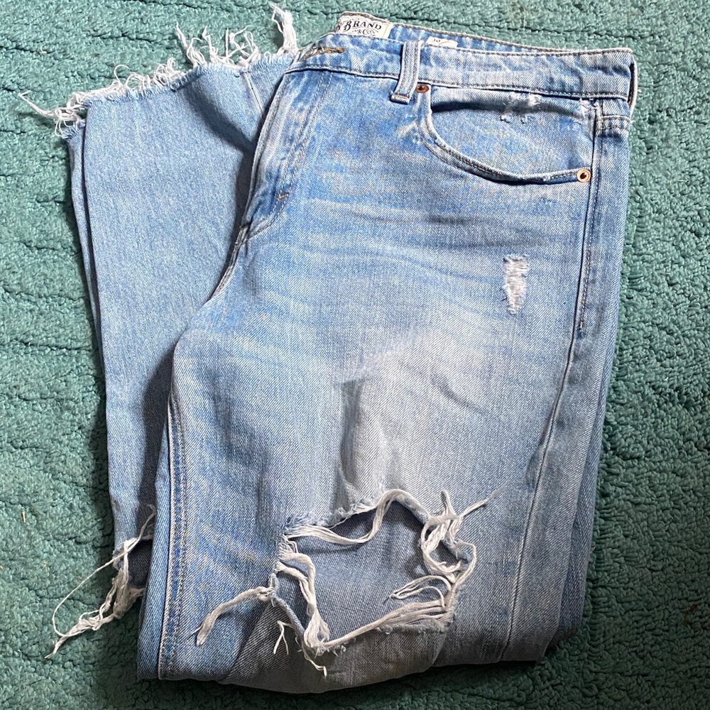 Lucky Brand Boyfriend Light Blue Jeans-VERY distressed with holes
